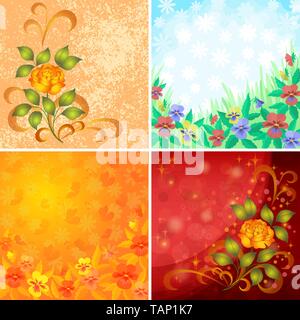 Set abstract floral backgrounds Stock Vector
