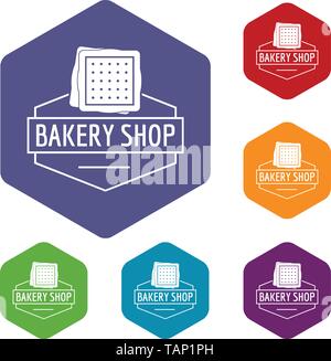 Bakery product icons vector hexahedron Stock Vector