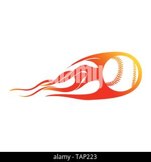 Baseball Blast Flames Vector Symbol Graphic Logo Design Template Stock Vector