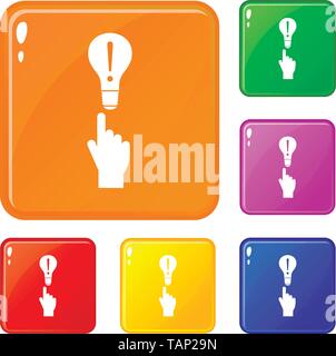 A finger pointer and light bulb icons set vector color Stock Vector