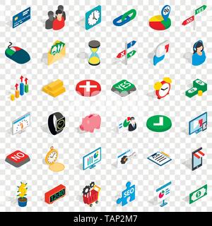 Transaction icons set, isometric style Stock Vector