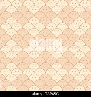 Vector pink seamless background with faces. Stock Vector