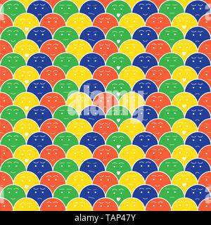 Vector colorful seamless background with faces. Stock Vector