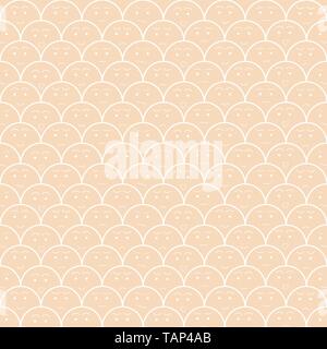 Vector one-color pink seamless background with faces. Stock Vector