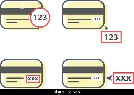 How to enter CVV code sample - credit card cvv code icon Stock Vector