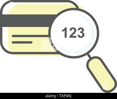 CVV code icon sample - credit card and magnifying glass, online payment concept Stock Vector