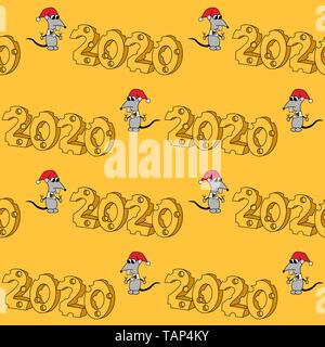 Chinese New Year Of The Rat Seamless Pattern With Blue Watercolor Mouse  Animals, Gold Asian Culture - Stock Image - Everypixel
