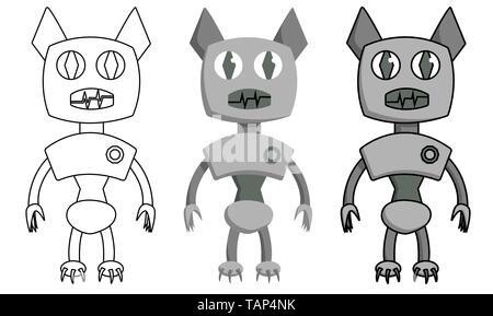 Set of bat shape robot. Isolated cartoon stock vector illustration Stock Vector