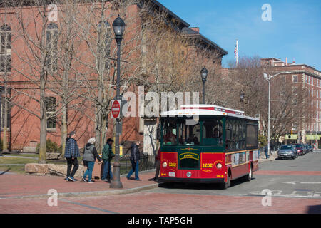 City tour bus in Salem, USA Stock Photo