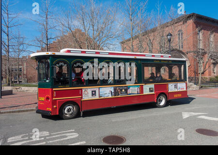 City tour bus in Salem, USA Stock Photo