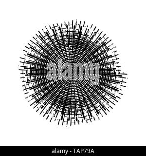 Distressed post Stamp texture. Circle grunge scratched lable background. Aged bold thin round cover template. Used circular icon, badge, button backdr Stock Vector