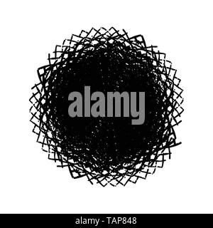 Distressed post Stamp texture. Circle grunge scratched lable background. Aged bold thin round cover template. Used circular icon, badge, button backdr Stock Vector