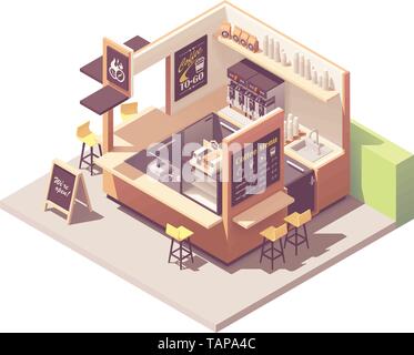 Vector isometric coffee kiosk Stock Vector