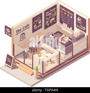 Vector isometric small coffeehouse Stock Vector