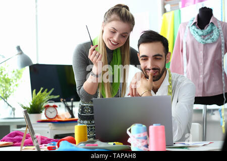 Computer Technology in Sewing Fashion Needlecraft Stock Photo