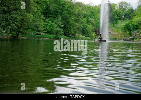 Fountain in form of snake with open mouth. Stock Photo