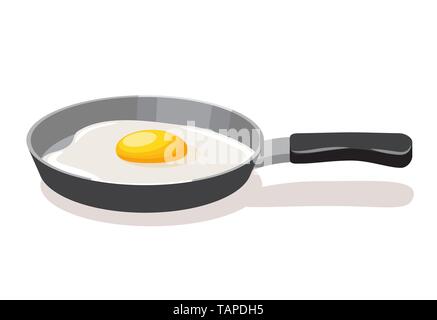 Fried eggs, breakfast. Fried eggs in a pan isolated on white background Stock Vector