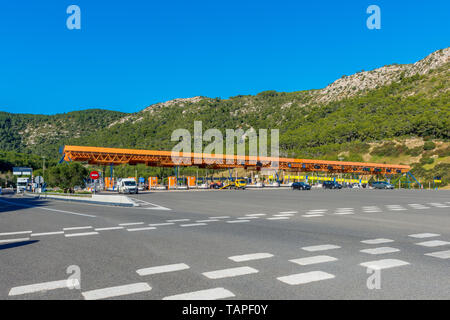 Toll Booth on Highway near Sitges Spain Stock Photo