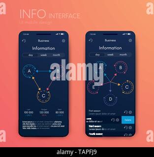 Vector graphics mobile infographics with three and five options. Template for creating mobile applications, workflow layout, diagram, banner, web Stock Vector