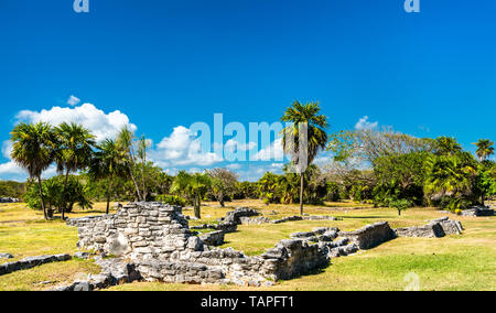 Ancient Mayan ruins at Tulum in Mexico Stock Photo