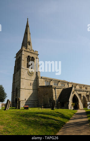 St Mary Magdalene Church, Geddington, Northamptonshire, standing a short distance from the Eleanor Cross was frequented by Plantagenet Kings. Stock Photo