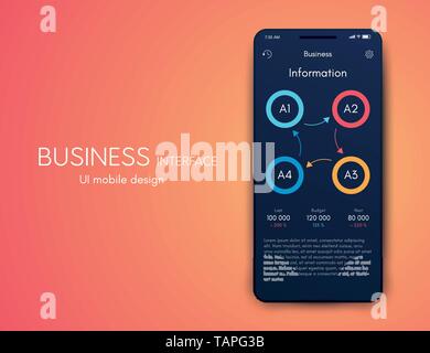 Vector graphics mobile infographics with four options. Template for creating mobile applications, workflow layout, diagram, banner, web design Stock Vector