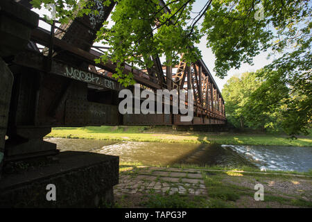 old railway Bridge in basel switzerland. Stock Photo