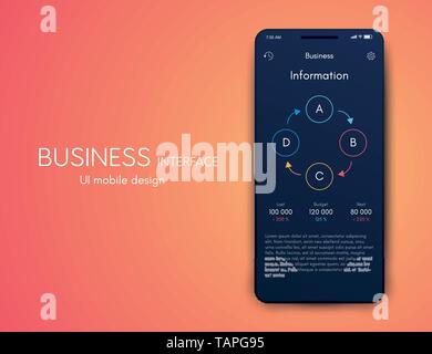 Vector graphics mobile infographics with four options. Template for creating mobile applications, workflow layout, diagram, banner, web design Stock Vector
