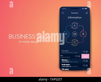 Vector graphics mobile infographics with four options. Template for creating mobile applications, workflow layout, diagram, banner, web design Stock Vector