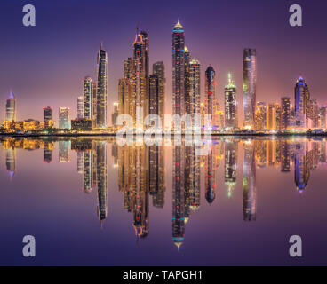 Dubai Marina bay view from Palm Jumeirah, UAE Stock Photo