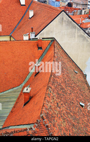 Amazing colorful rooftops of  Zagreb Old town, Croatia Stock Photo