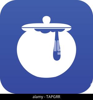 Honey pot icon digital blue Stock Vector