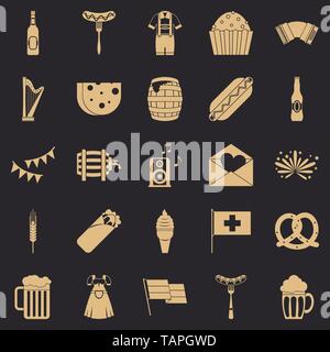 Beer hangout icons set, simple style Stock Vector