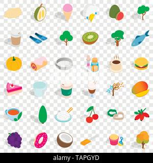 Vegan icons set, isometric style Stock Vector