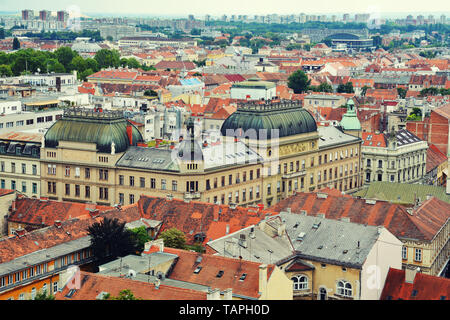 Amazing colorful rooftops and skyline of Zagreb Old town, Croatia Stock Photo