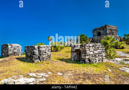 Ancient Mayan ruins at Tulum in Mexico Stock Photo
