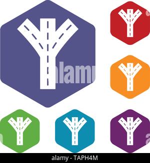 Road fork icons vector hexahedron Stock Vector