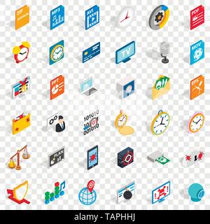 Video icons set, isometric style Stock Vector