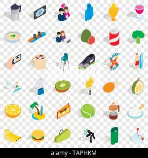 Vigorous icons set, isometric style Stock Vector