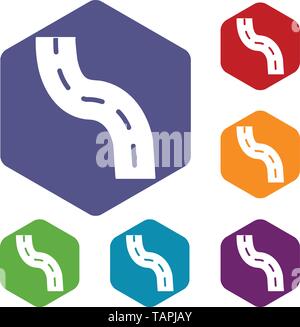 Left turn icons vector hexahedron Stock Vector