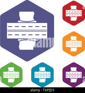 Car bridge icons vector hexahedron Stock Vector