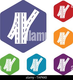 Road junction icons vector hexahedron Stock Vector