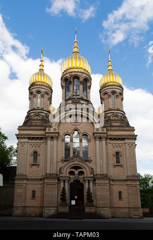 The Church of St Elizabeth in Wiesbaden, the state capital of Hesse, Germany. The Russian Orthodox place of worship is on the Neroberg. Stock Photo