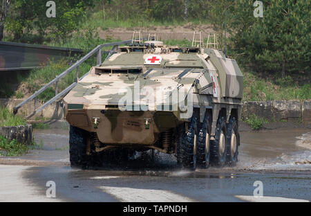 German armoured medical vehicle, GTK Boxer, from Bundeswehr stands on a ...