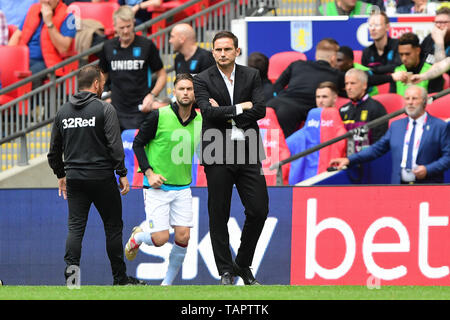 London, UK. 27th May, 2019. Derby County Manager Frank Lampard during the Sky Bet Championship match between Aston Villa and Derby County at Wembley Stadium, London on Monday 27th May 2019. (Credit: Jon Hobley | MI News) Credit: MI News & Sport /Alamy Live News Stock Photo