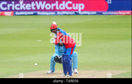 London, UK. 27th May 2019. Mohammad Nabi of Afghanistan batting during the ICC Cricket World Cup Warm-up match between England and Afghanistan, at The Kia Oval, London. Credit: European Sports Photographic Agency/Alamy Live News Stock Photo