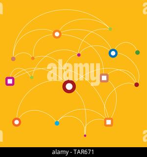 Circular connect the dots background, simple and flat colors. eps10. Stock Vector