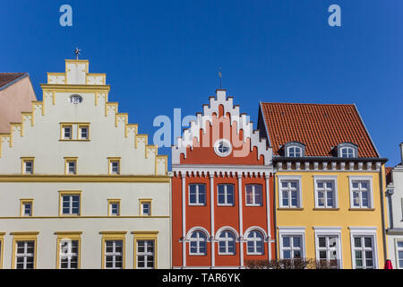 Colorful facades at the market square in Greifswald, Germany Stock Photo