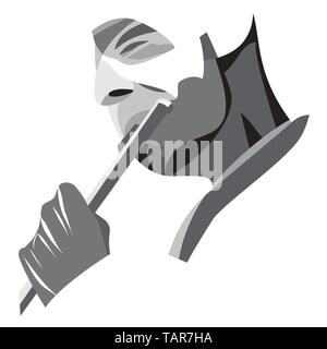 one man playing on fluite vector grays on white background Stock Vector