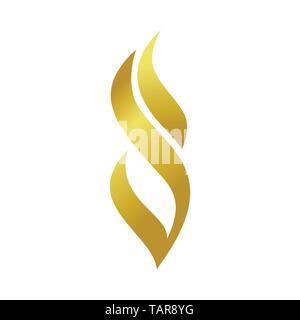 Golden Abstract Fire Flame Shape Vector Symbol Graphic Logo Design Template Stock Vector